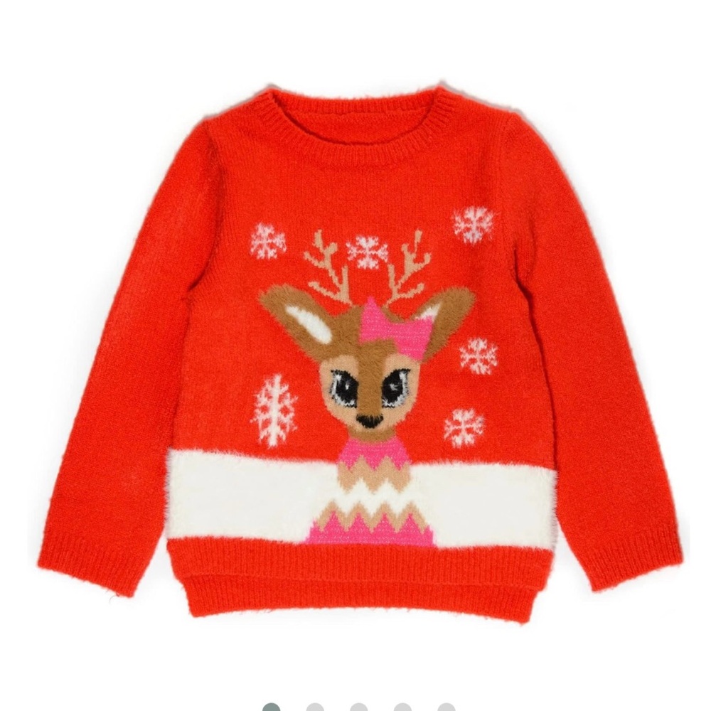 Reindeer Christmas faux fur sweater! 11/12
